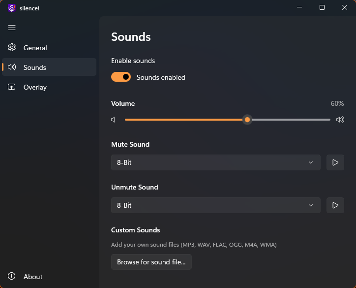 Sound settings